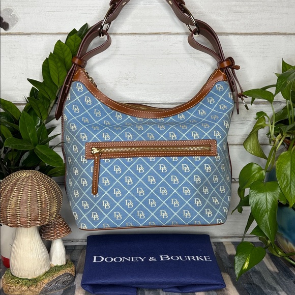 Dooney & Bourke Handbags - Dooney & Bourke Light Blue and Tan Shoulder Bag